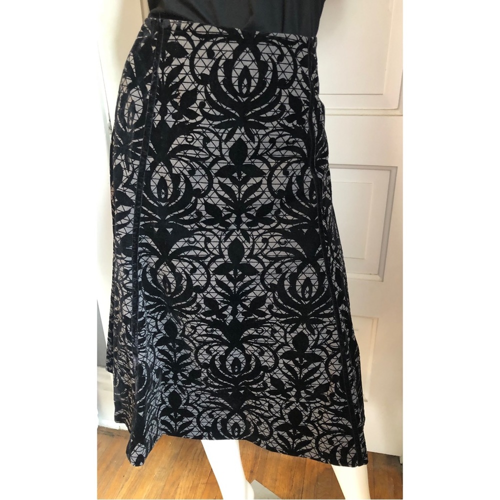 Black Velvet and Grey A Line Skirt